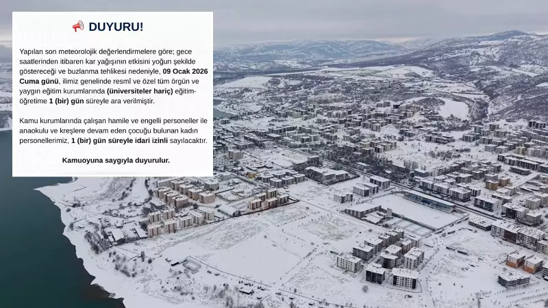 Tunceli'de Kar Yağışı Nedeniyle 9 Ocak'ta Eğitime 1 Gün Ara Verildi