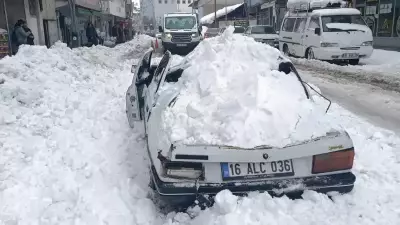 Muş'ta Çatıdan Düşen Kar Kütlesi Park Halindeki Aracı Kullanılamaz Hale Getirdi
