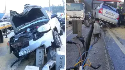 Sarıyer'de Kaza: Otomobil Refüjdeki Direğe Çarptı, Sürücü Yaralandı