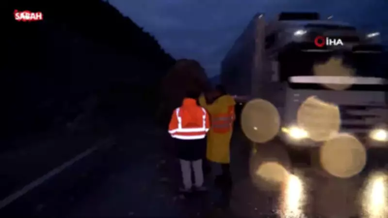 Amasya'da Dağdan Kopan Dev Kayalar Yola Düştü: Facia Son Anda Önlendi