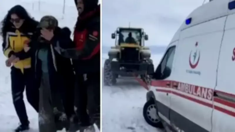 Arpaçay'da Tipi Ambulansı Kar Sapladı, Ekipler 3 Saat Mücadele Etti