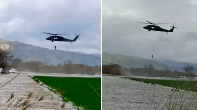 Aydın'da Taşkında Damda Mahsur Kalan Vatandaş Helikopterle Kurtarıldı