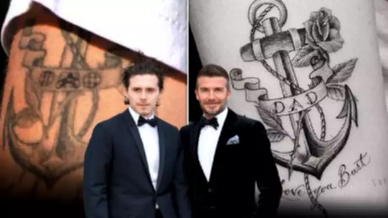 Brooklyn Beckham, Babası David Beckham'a İthafen Yaptırdığı 'Dad' Dövmesini Kapattı