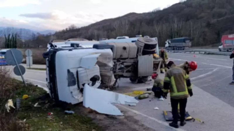 Bursa'da Acı Kaza: Beton Tankeri Refüje Devrildi, Sürücü Hayatını Kaybetti