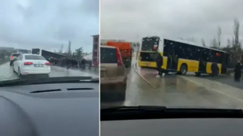 İETT Otobüsü D-100'de Bariyere Çarptı: Yaralılar Var