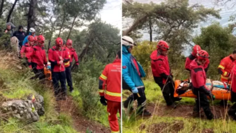 Fethiye'de Kayalıklardan Düşen Genç, Kurtarma Ekipleri Tarafından Hastaneye Ulaştırıldı