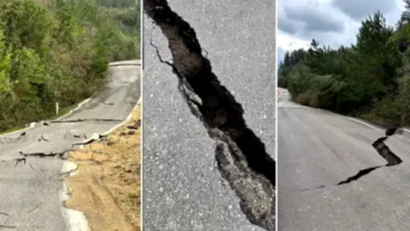 Heyelan Faciası: Yolda Dev Yarıklar Oluştu, Ulaşım Felç Oldu