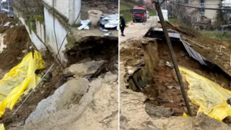 Kocaeli'de İnşaat Şantiyesinde Çökme: Yol Koptu, Altyapı Hasarlı