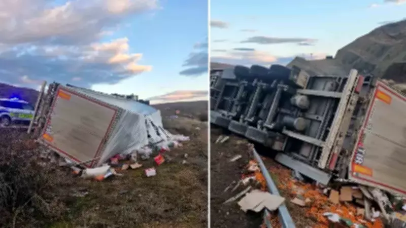 Çorum'da Tır Şarampole Devrildi, Sürücü Mucizevi Şekilde Kurtuldu