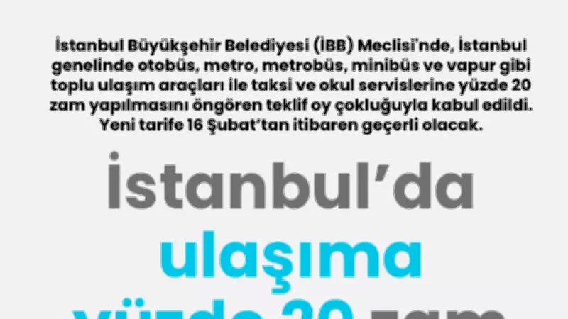 İstanbul'da Toplu Ulaşıma Yüzde 20 Zam Onaylandı, Yeni Tarife 16 Şubat'ta Başlıyor