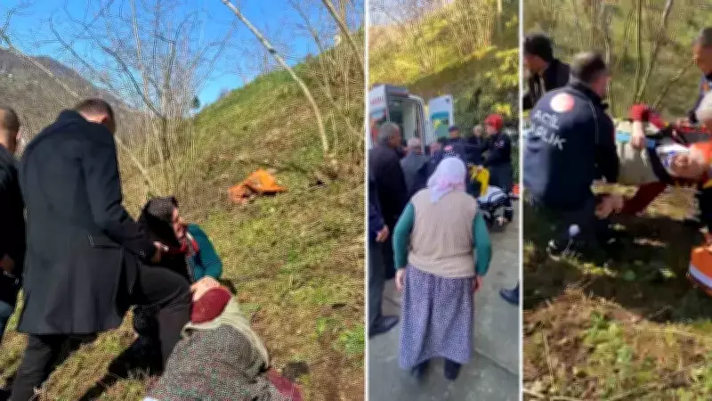 Trabzon'da Cenazeye Gidenler Fındık Bahçesinde Yuvarlanan Yaşlı Kadını Kurtardı