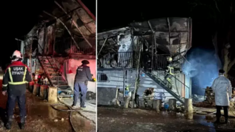 Uşak'ta Prefabrik Evde Çıkan Yangında Yaşlı Çift Hayatını Kaybetti