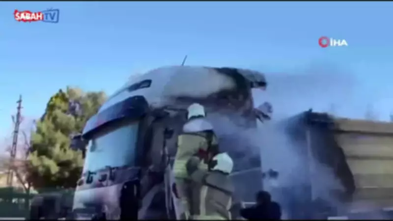 Ankara Polatlı'da Seyir Halindeki Hafriyat Kamyonunda Yangın Çıktı