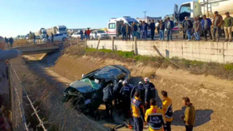 Şanlıurfa'da Hafriyat Kamyonuyla Çarpışan Otomobil Kanalda: Sürücü Hayatını Kaybetti