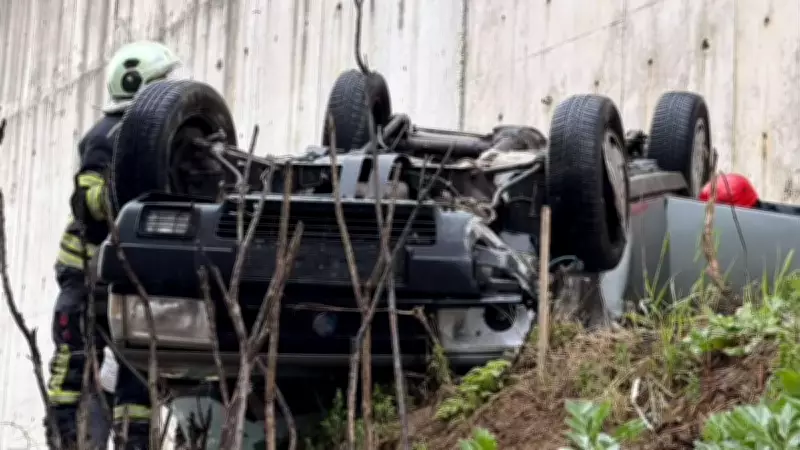 Bartın'da Korkunç Trafik Kazası: Otomobil İstinat Duvarını Aşarak Düştü