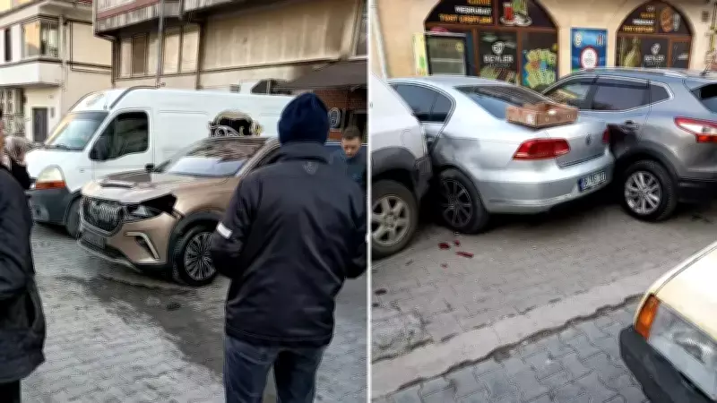 Beypazarı'nda Fren Yerine Gaza Basan Sürücü 5 Araca Çarptı