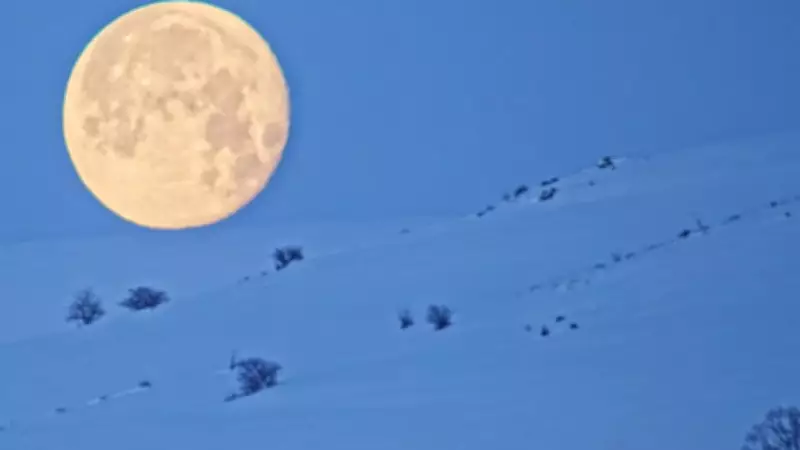 Bitlis'te Karlı Dağlar ve Dolunay Muhteşem Uyum Sağladı