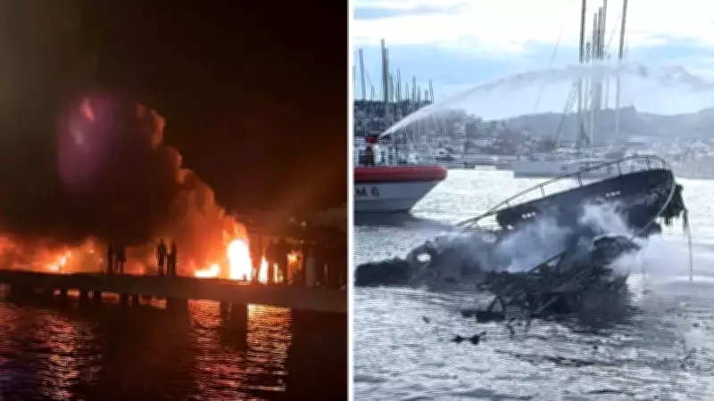 Bodrum'da Marina Yangını: 7 Lüks Yat Battı, Deniz Kirliliği Oluştu