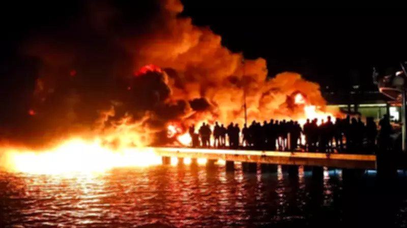 Bodrum'da Marinada Çıkan Yangında 7 Lüks Motoryat Tamamen Yanarak Battı
