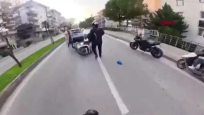 Bursa'da Kurye Kaza Yaptı: Kask Kamerasından Çarpışma Anları