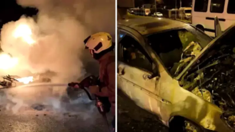 Hızırbey Caddesi'nde Park Halindeki Motosiklet Alev Aldı, Yanındaki Otomobile Sıçradı