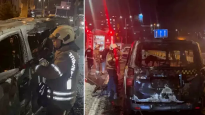 Kağıthane'de Seyir Halindeki Takside Yangın: Çocuk Kurtarıldı