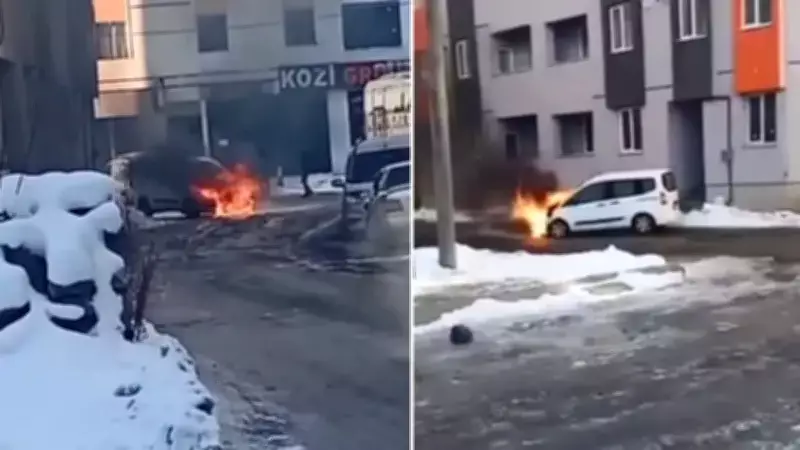 Kent Merkezinde Seyir Halindeki Araçta Yangın Çıktı, İtfaiye Hızla Müdahale Etti