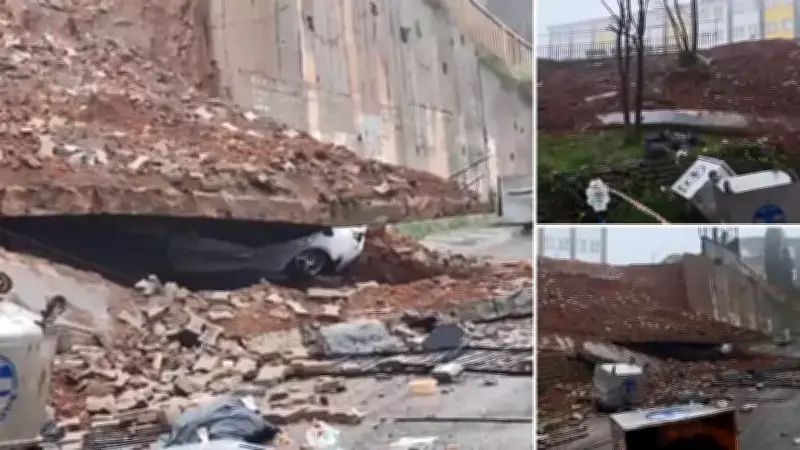 Maltepe'de Ortaokulun İstinat Duvarı Çöktü, Öğrenciler Tehlike Atlattı