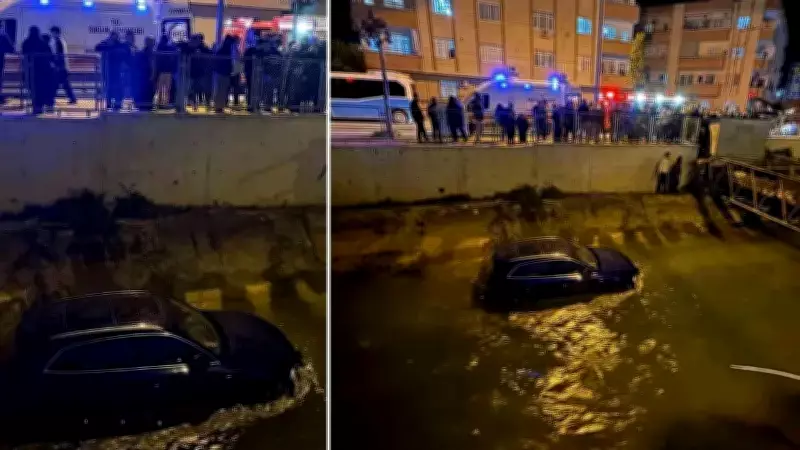 Mavi Bulvar'da Kontrolden Çıkan Araç Kanala Düştü, Sürücü Kurtarıldı