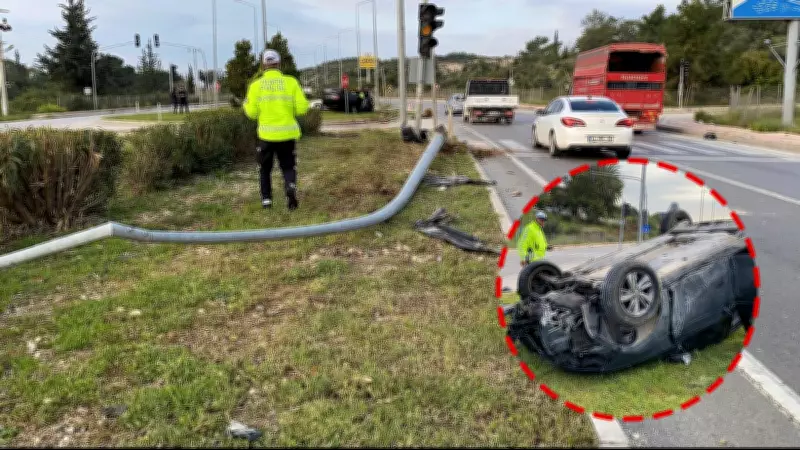 Mersin'deki Korkunç Kazada Mucize Kurtuluş: Araç Ters Döndü, Direkler Devrildi