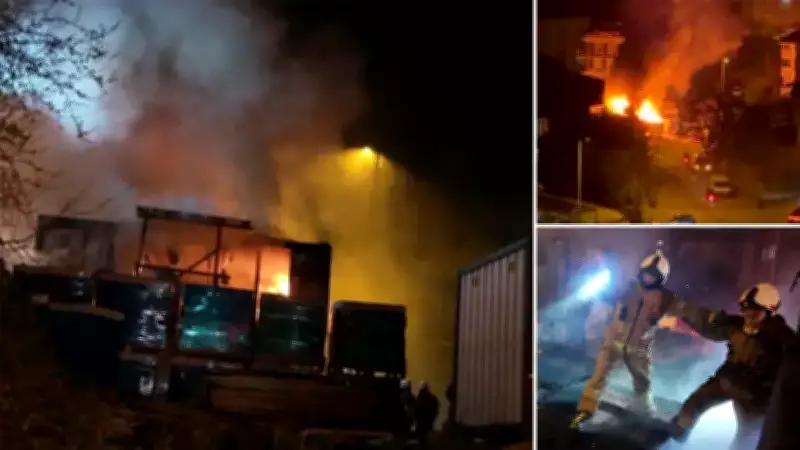 Üsküdar'da İşçi Konteynerinde Çıkan Yangın İtfaiye Ekiplerince Söndürüldü