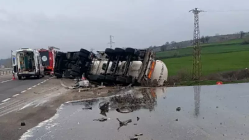 Tekirdağ'da Devrilen Tankerin Sürücüsü Hayatını Kaybetti