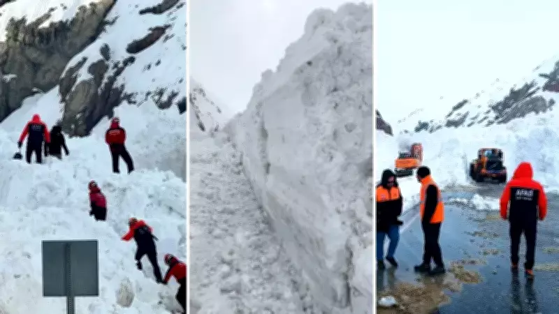 Van-Hakkari Karayolu'nda Çığ Temizleme Çalışmaları Sürüyor: Tek Şerit Açıldı