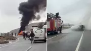 Batman-Mardin Karayolu'nda Korkunç Kaza: Araç Refüje Çarpıp Alev Aldı