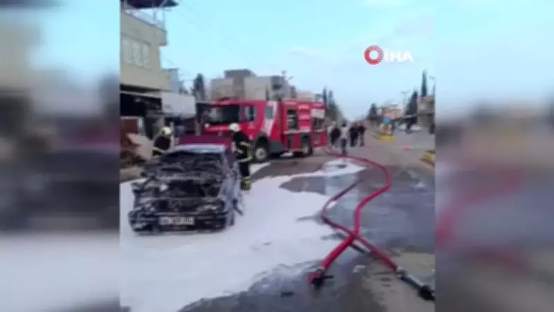 Adıyaman'da Seyir Halindeki Otomobil Alev Alev Yandı, Sürücü Kaza Atlattı