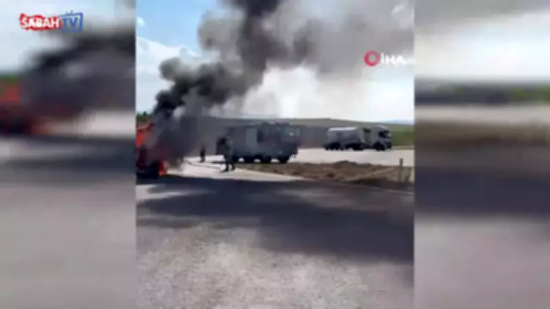 Ankara-Nallıhan karayolunda seyir halindeki araç alev aldı