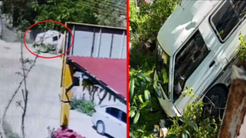 Artvin'de minibüsün şarampole uçtuğu kaza kamerada