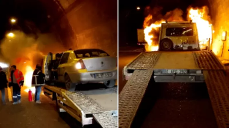 Bolu Dağı Tüneli'nde Oto Kurtarıcı Alev Aldı, İtfaiye Müdahalesiyle Kontrol Altına Alındı