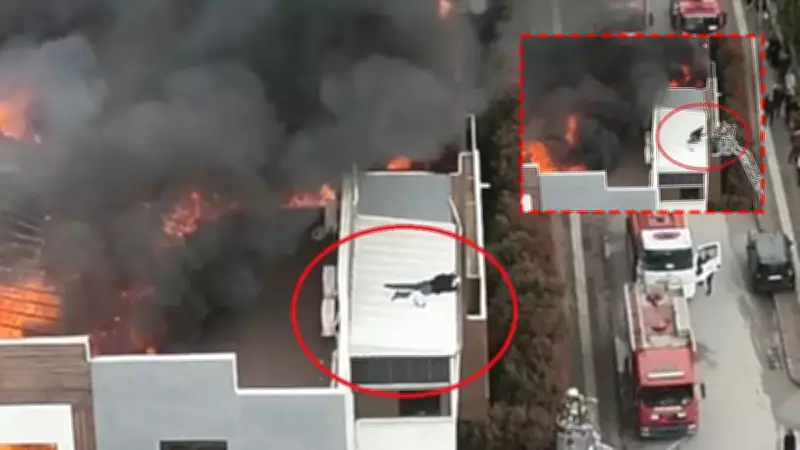 Bursa'da Çatı Yangınında Mahsur Kalan İşçi Son Anda Kurtarıldı