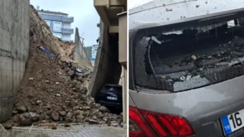 Bursa'da Çöken İstinat Duvarı Apartman ve Araçlarda Büyük Hasar Oluşturdu