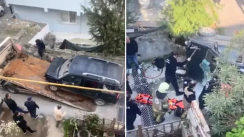 Bursa'da Kontrolden Çıkan Otomobil Merdivenlerden Yuvarlandı: 1 Yaralı