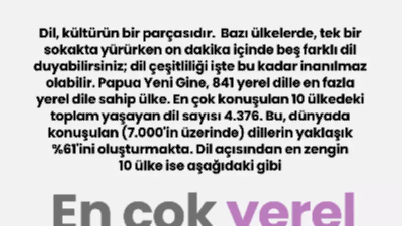En Çok Yerel Dil Konuşulan 10 Ülke Açıklandı