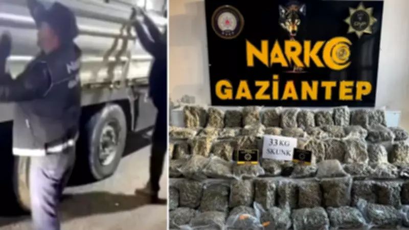 Gaziantep'te tırda 33 kilo skunk ve 450 gram esrar ele geçirildi
