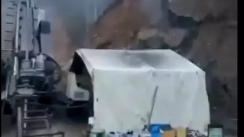 Giresun Dereli'de heyelan: Sondaj makinesi toprak altında kaldı