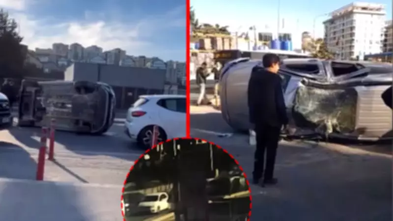 Kağıthane'de hafif ticari araç takla attı: O anlar kamerada