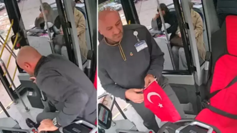 Malatya'da Otobüs Şoförü Türk Bayrağı'nı Yoldan Kaldırdı, Anlar Kamerada