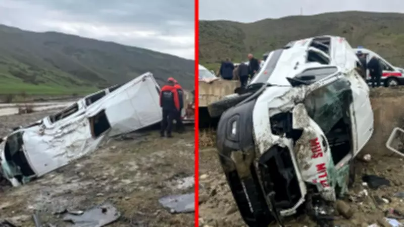Muş'ta yolcu minibüsü dere yatağına yuvarlandı: 16 yaralı