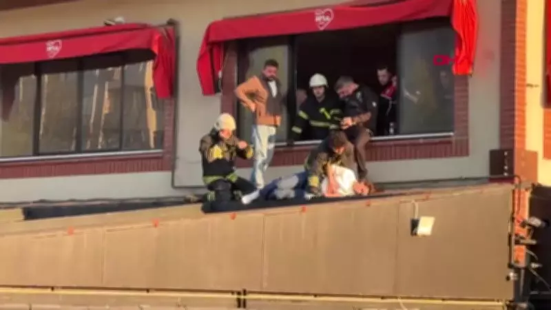 Çorlu'da kafeteryanın üçüncü katından düşen kadın yaralandı