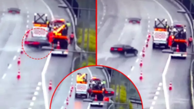 Sakarya'da feci kaza: Direksiyon hakimiyetini kaybeden otomobil karayolları ekibine çarptı