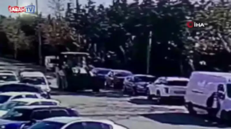 Silivri'de Kontrolden Çıkan Kepçe Araçları Sürükledi, Kadın Son Anda Kurtuldu